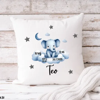 Blazina z rojstnimi podatki - Slonček na oblaku
